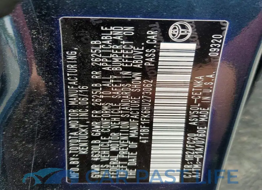 4T1BF1FK6HU273062# 12