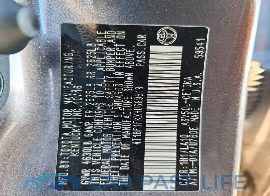 4T1BF1FKXHU689518# 13