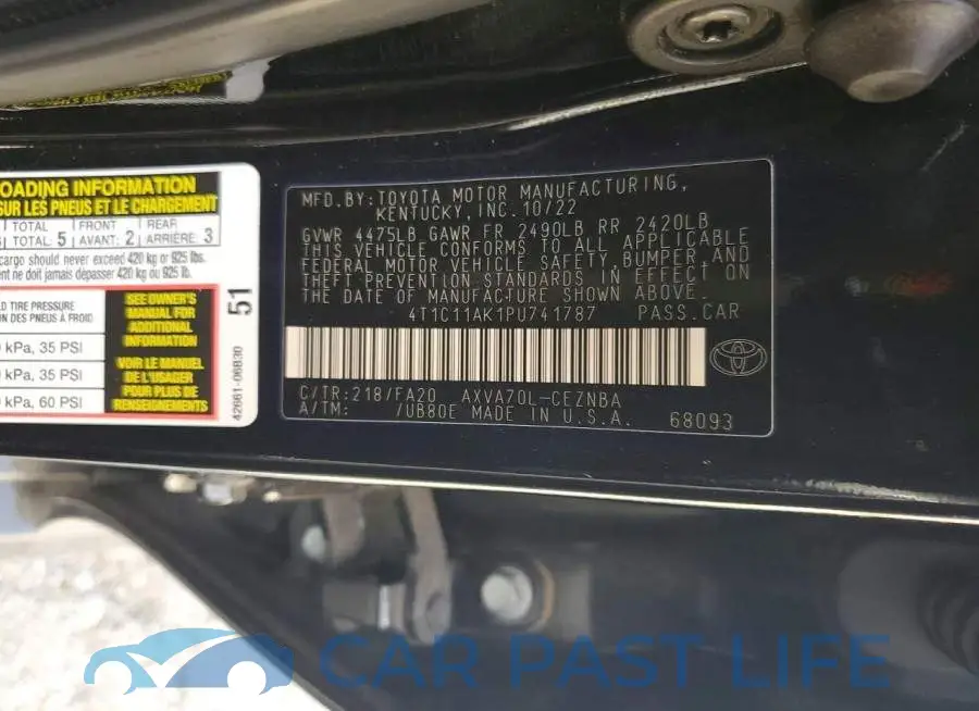 4T1C11AK1PU741787# 12