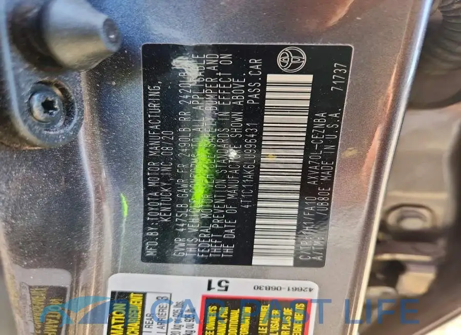 4T1C11AK6LU996431# 12