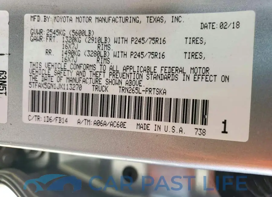 5TFAX5GN1JX113270# 12