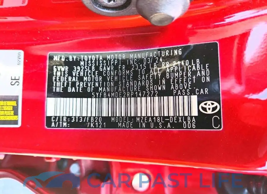 5YFB4MDE2RP147272# 12