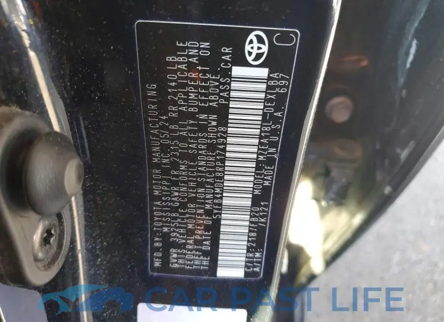 5YFB4MDE8RP174928# 12