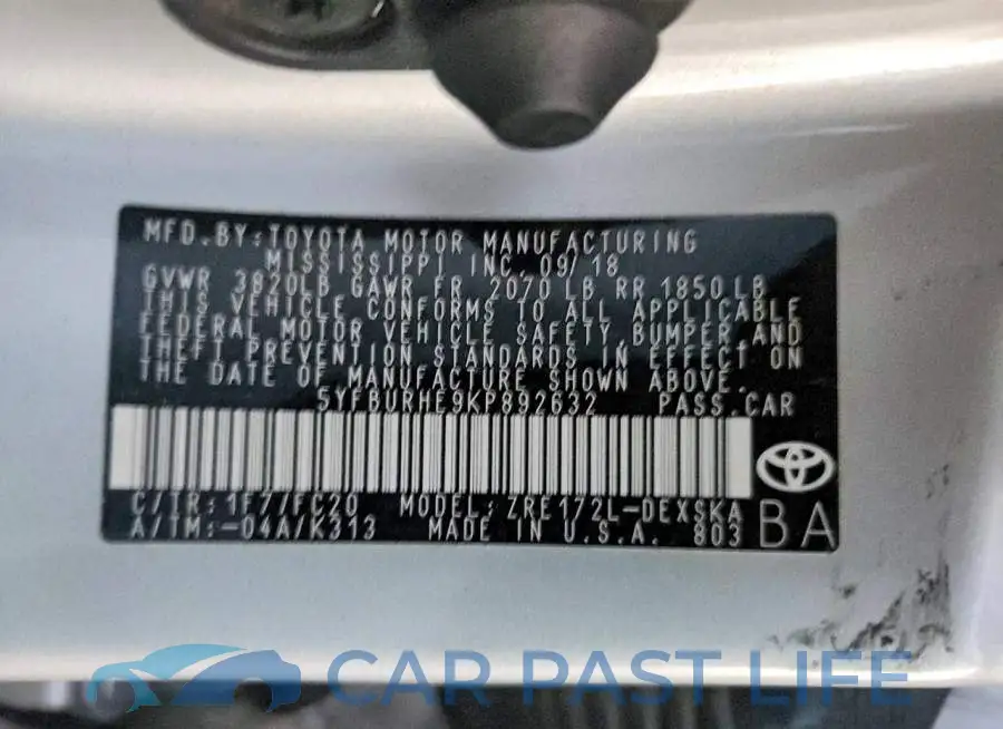 5YFBURHE9KP892632# 13