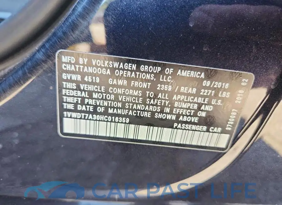 1VWDT7A30HC016359# 12