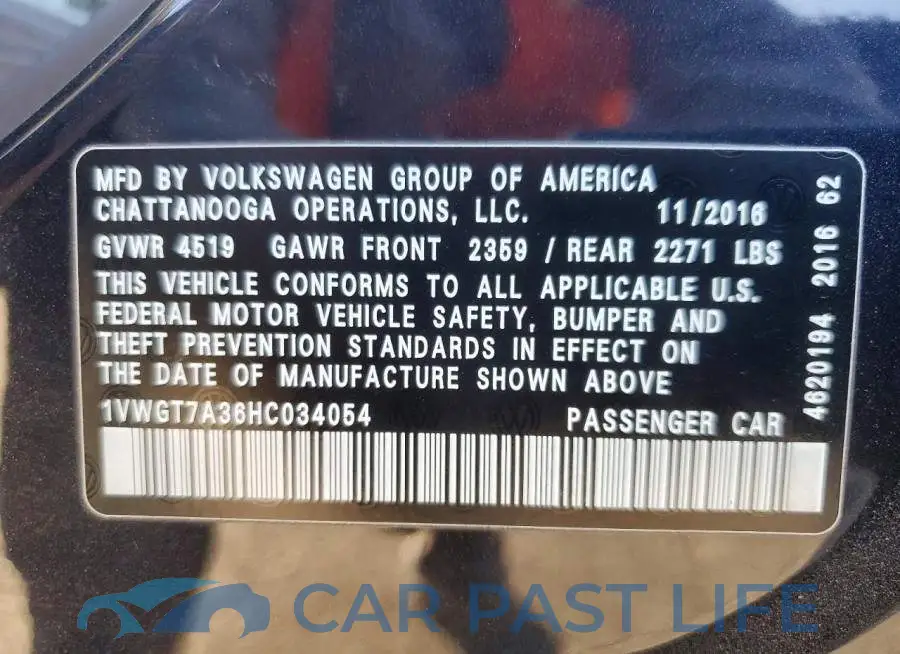 1VWGT7A36HC034054# 13