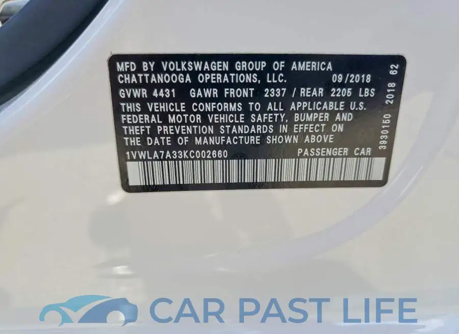 1VWLA7A33KC002660# 13