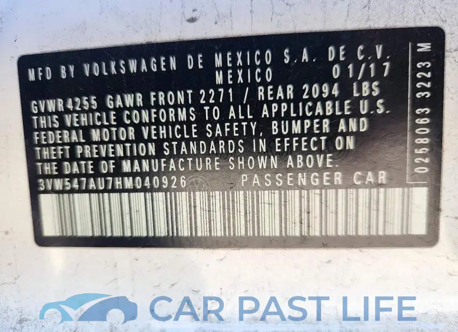 3VW547AU7HM040926# 12