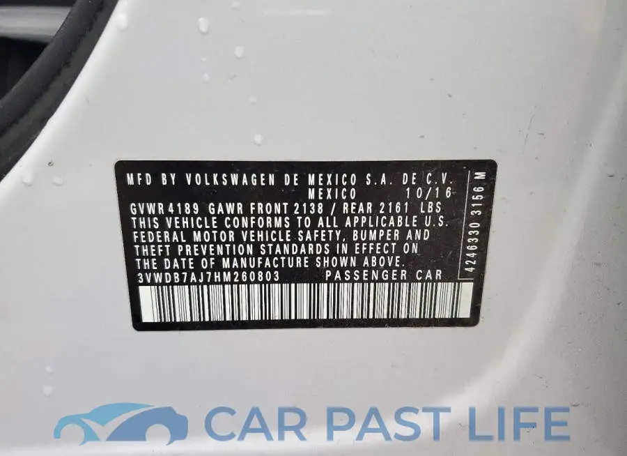 3VWDB7AJ7HM260803# 13