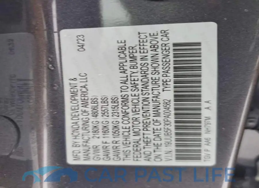 19UUB5F30PA004582# 12