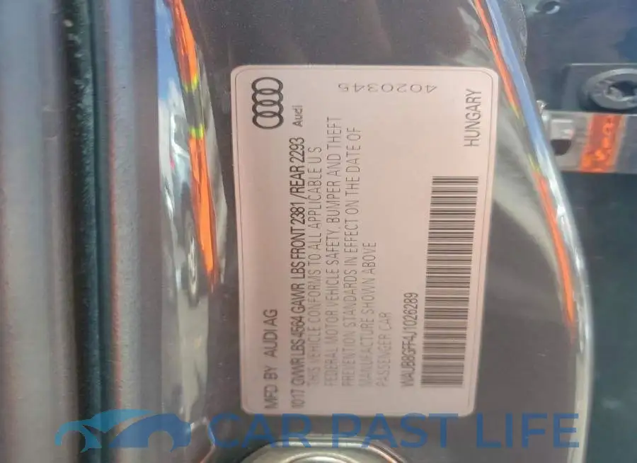 WAUB8GFF4J1026289# 12