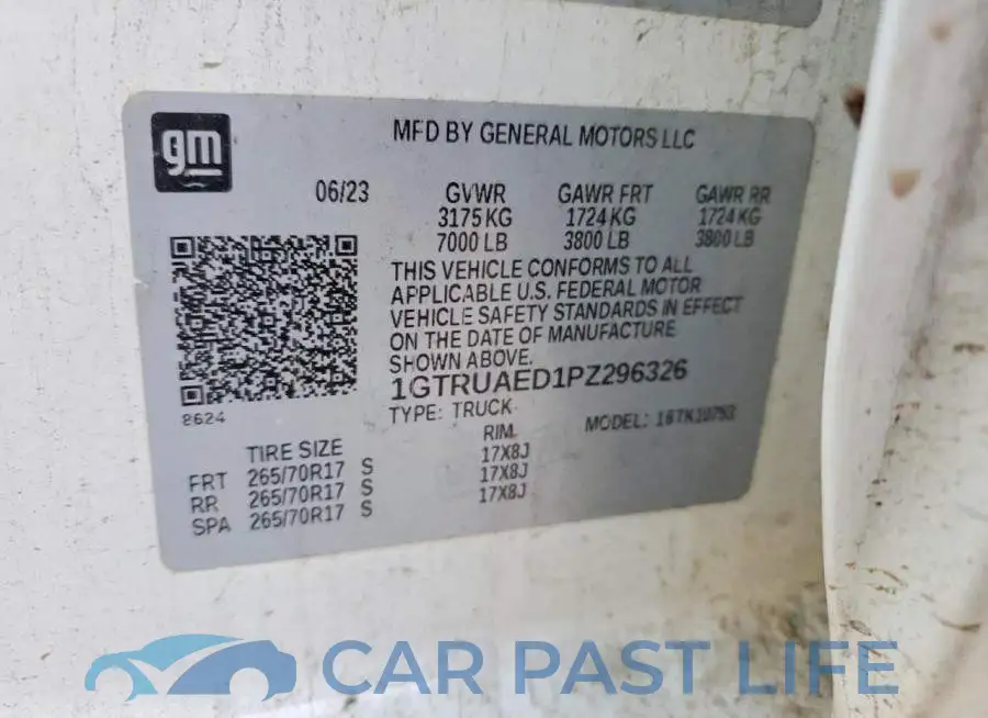 1GTRUAED1PZ296326# 12