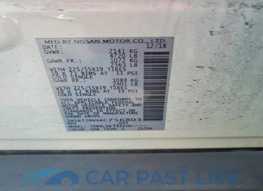 5N1AT2MVXKC756803# 12