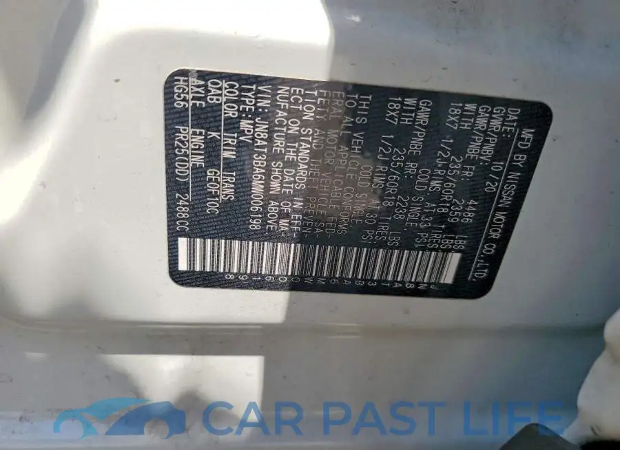 JN8AT3BA6MW006198# 14