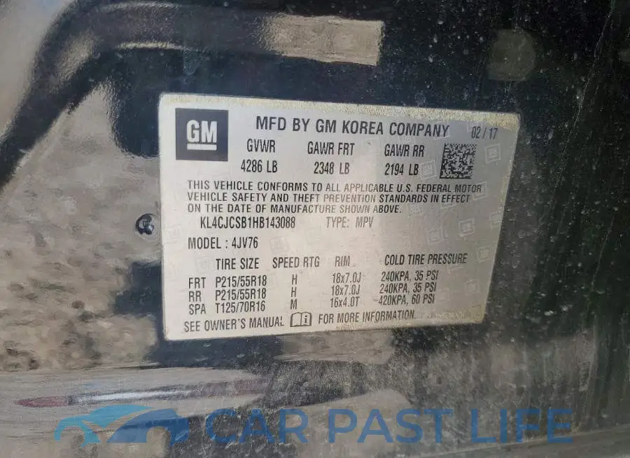 KL4CJCSB1HB143088# 13
