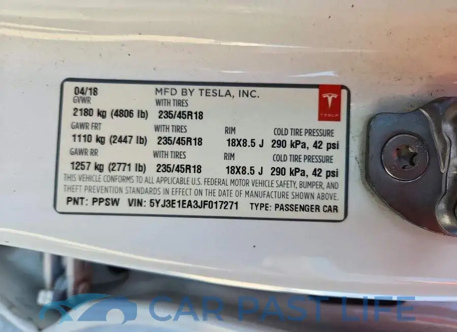 5YJ3E1EA3JF017271# 12