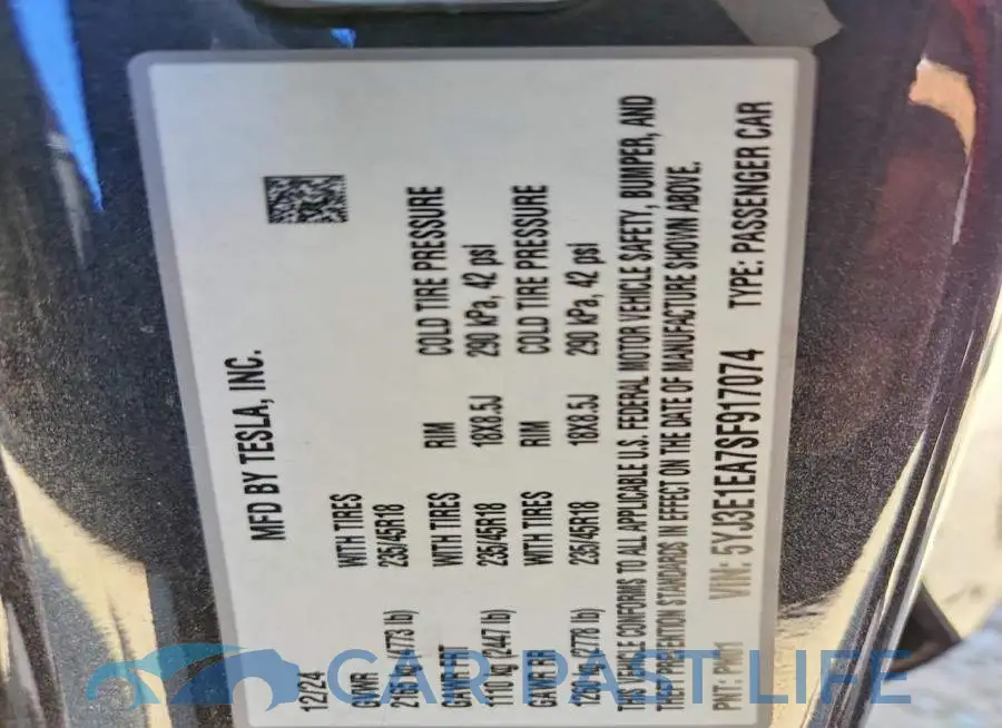 5YJ3E1EA7SF917074# 12
