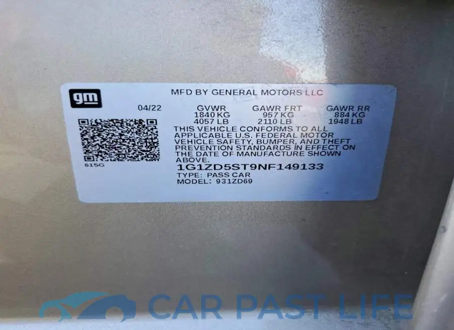 1G1ZD5ST9NF149133# 12