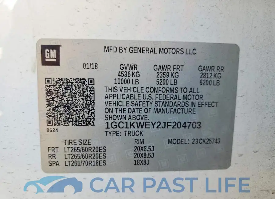 1GC1KWEY2JF204703# 12