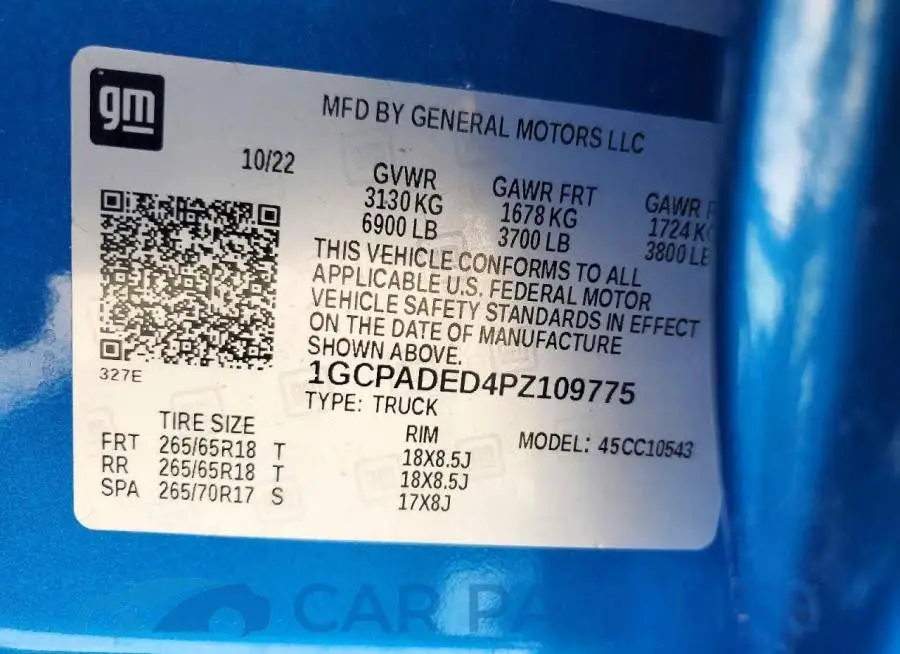 1GCPADED4PZ109775# 12