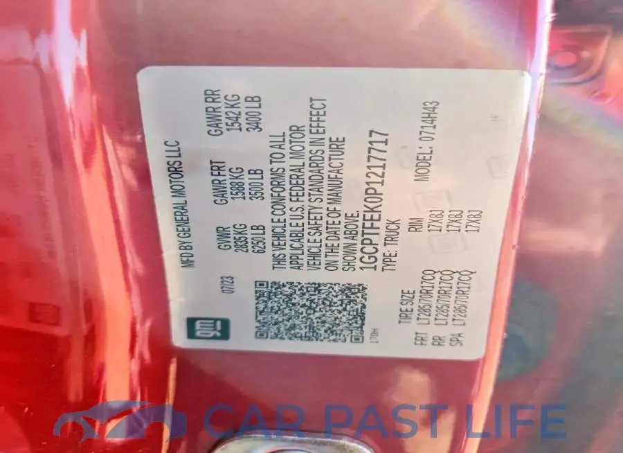 1GCPTFEK0P1217717# 12