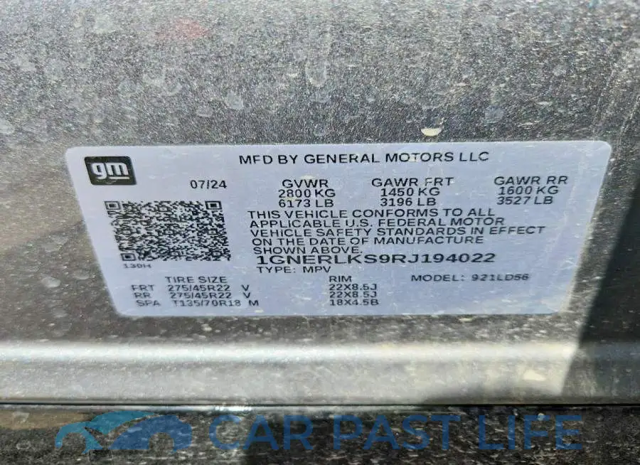 1GNERLKS9RJ194022# 13