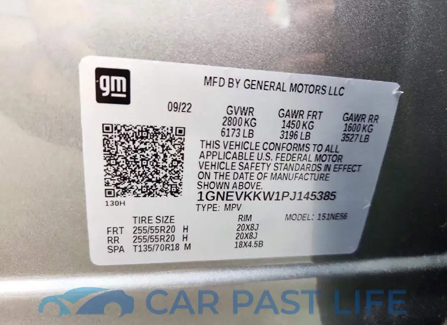 1GNEVKKW1PJ145385# 14