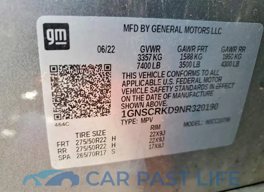 1GNSCRKD9NR320190# 13
