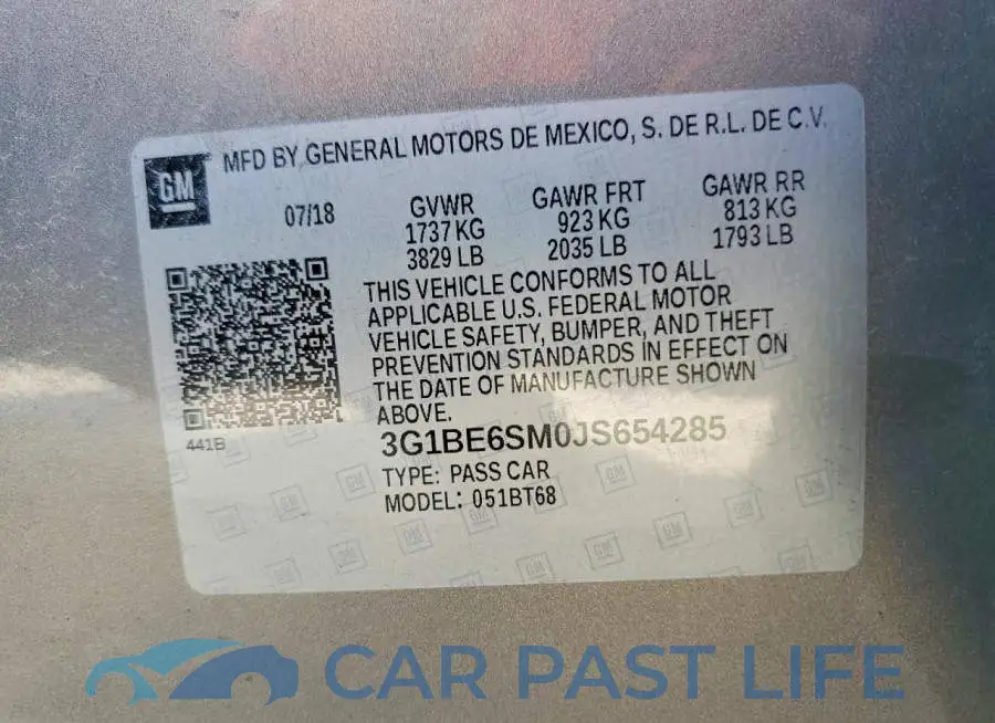 3G1BE6SM0JS654285# 13