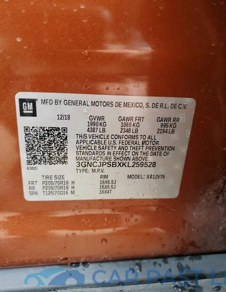 3GNCJPSBXKL259528# 12