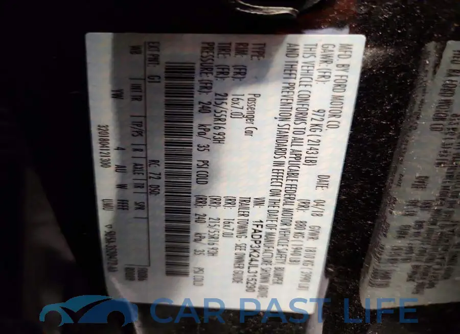 1FADP3K24JL315290# 12
