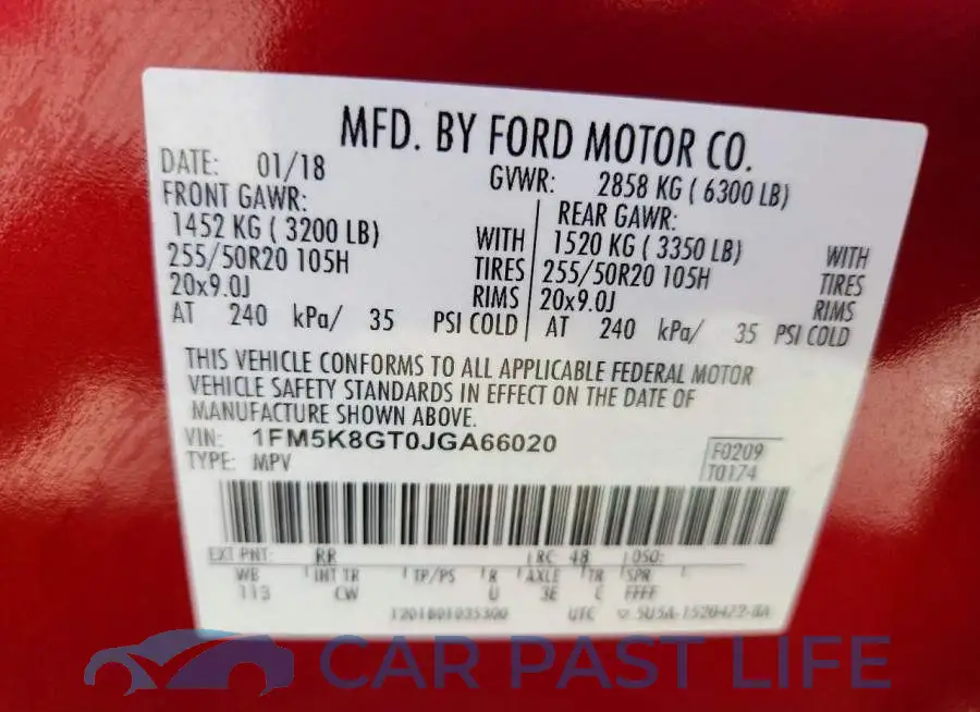1FM5K8GT0JGA66020# 13