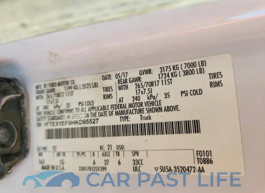 1FTEX1EF0HKD95527# 13