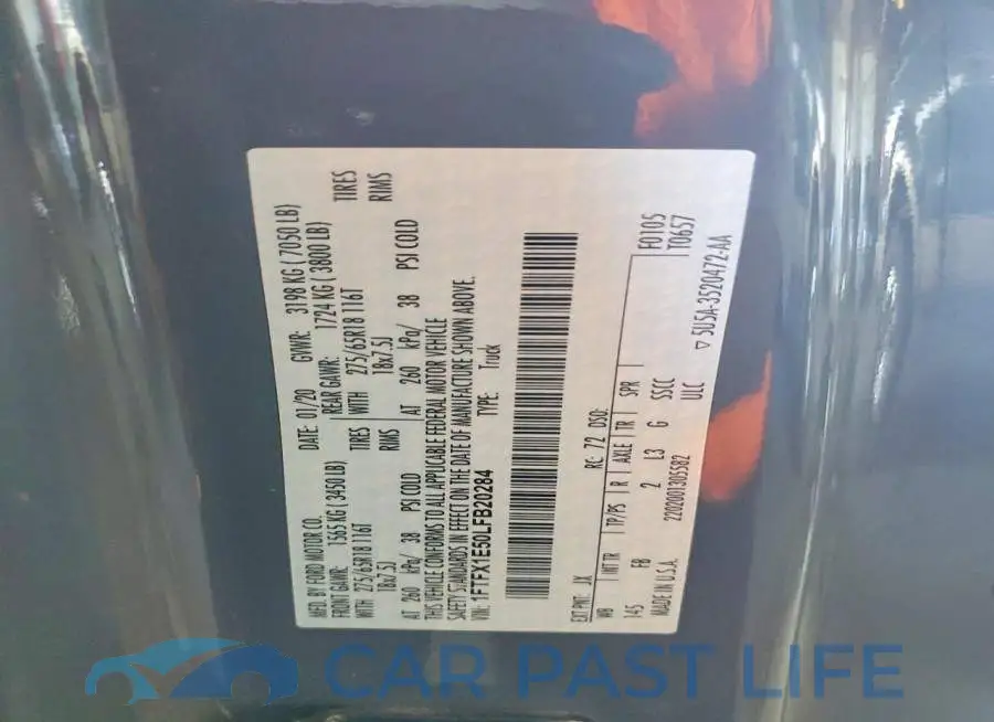 1FTFX1E50LFB20284# 13