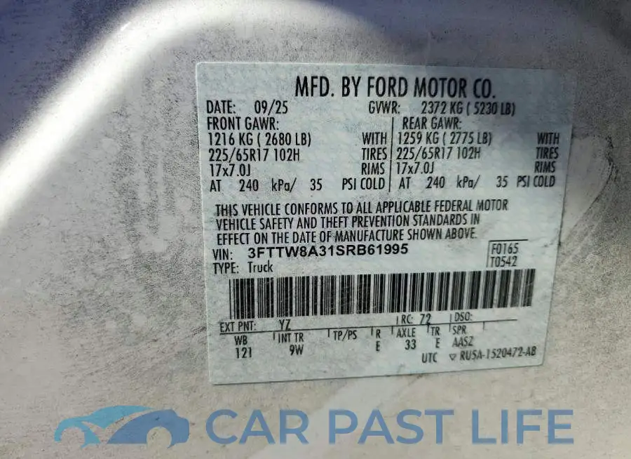 3FTTW8A31SRB61995# 12