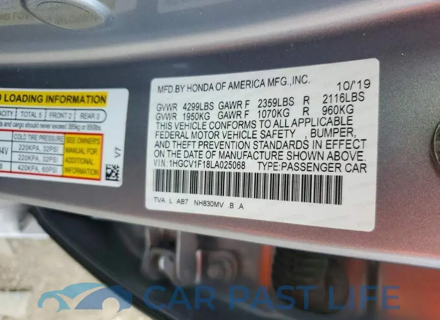 1HGCV1F18LA025068# 12
