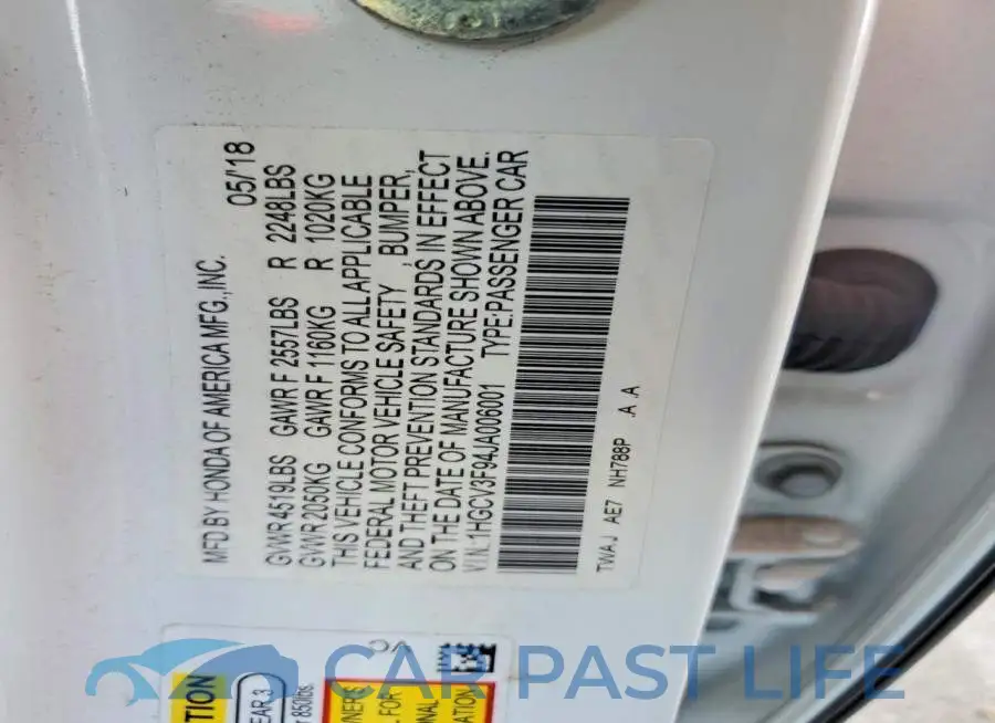 1HGCV3F94JA006001# 13