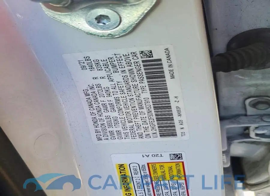 2HGFE2F50NH527910# 12