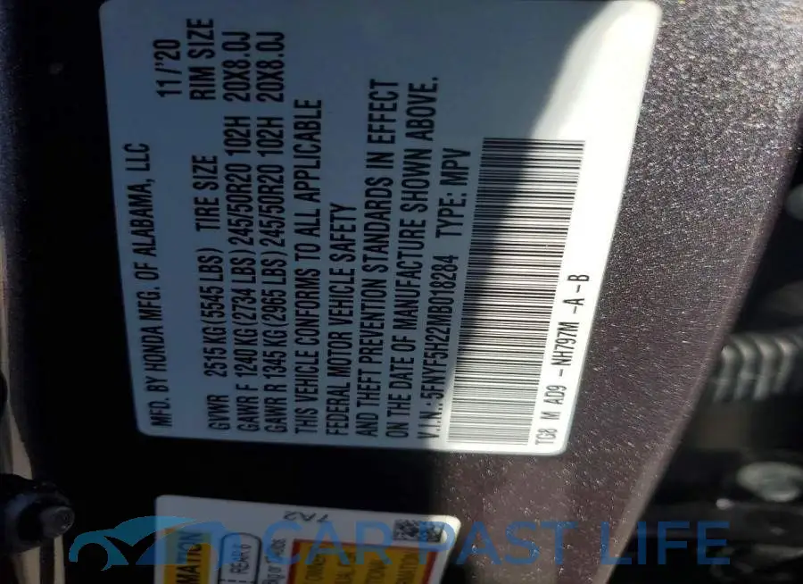 5FNYF5H22MB018284# 13