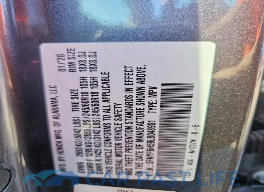 5FNYF6H59LB048901# 13