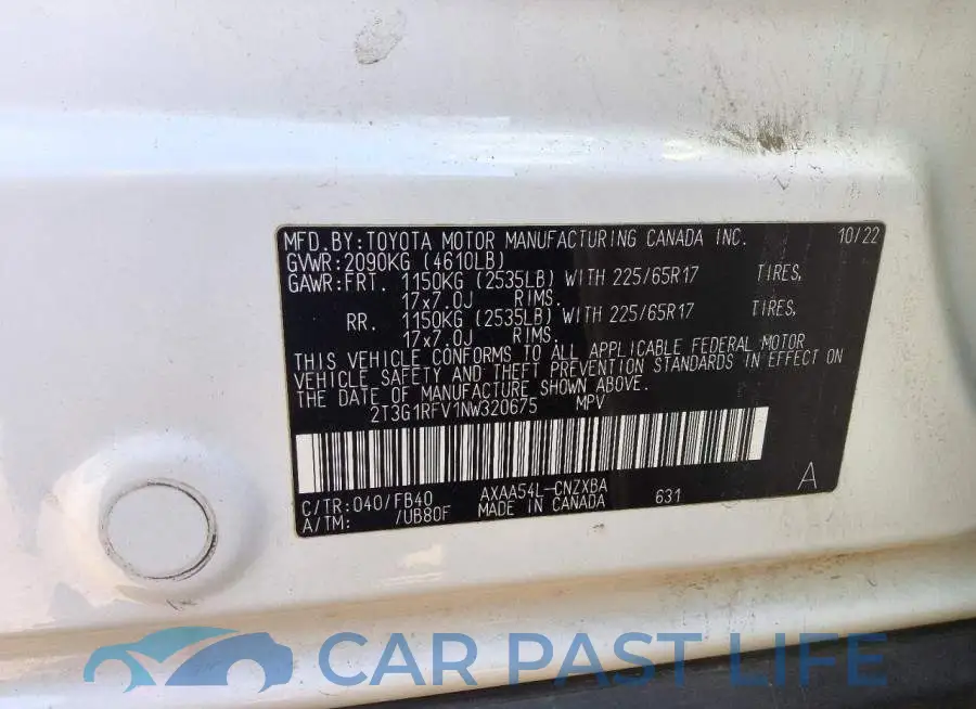 2T3G1RFV1NW320675# 14