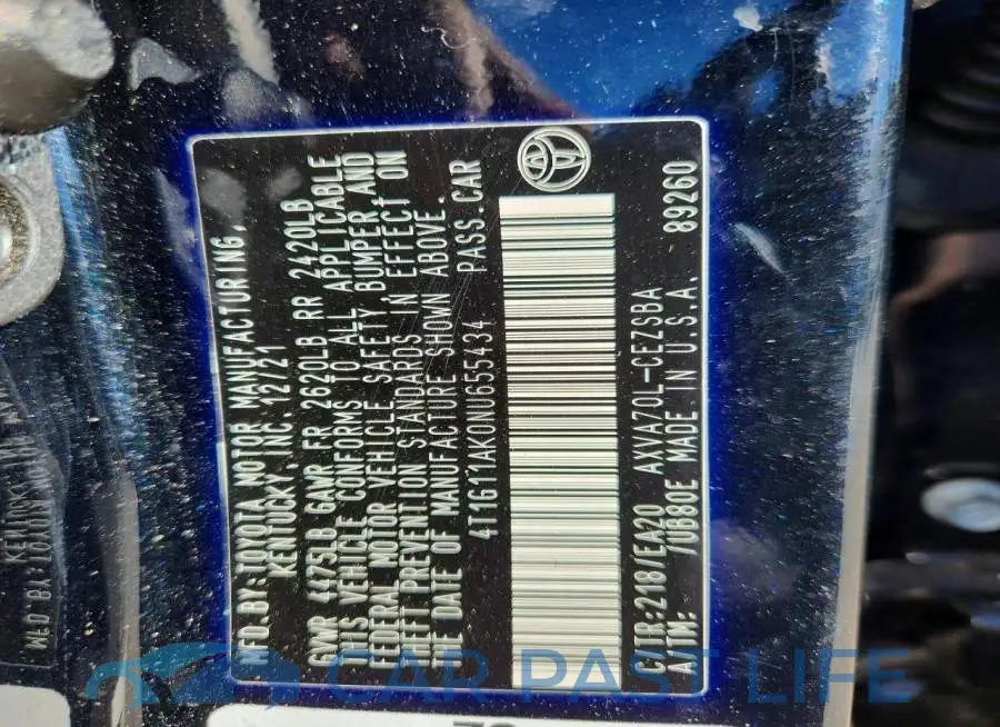 4T1G11AK0NU655434# 12