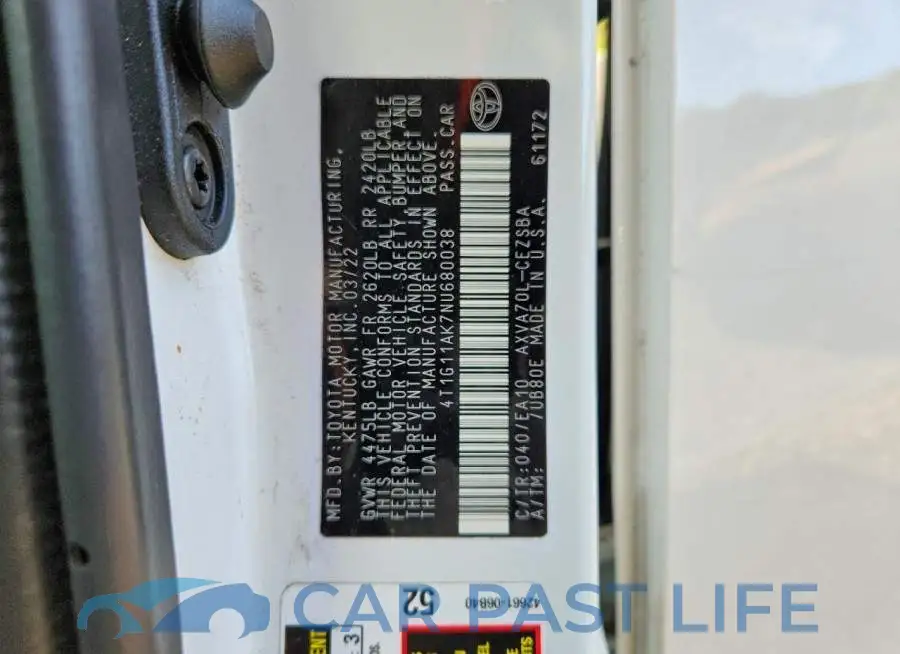4T1G11AK7NU680038# 12
