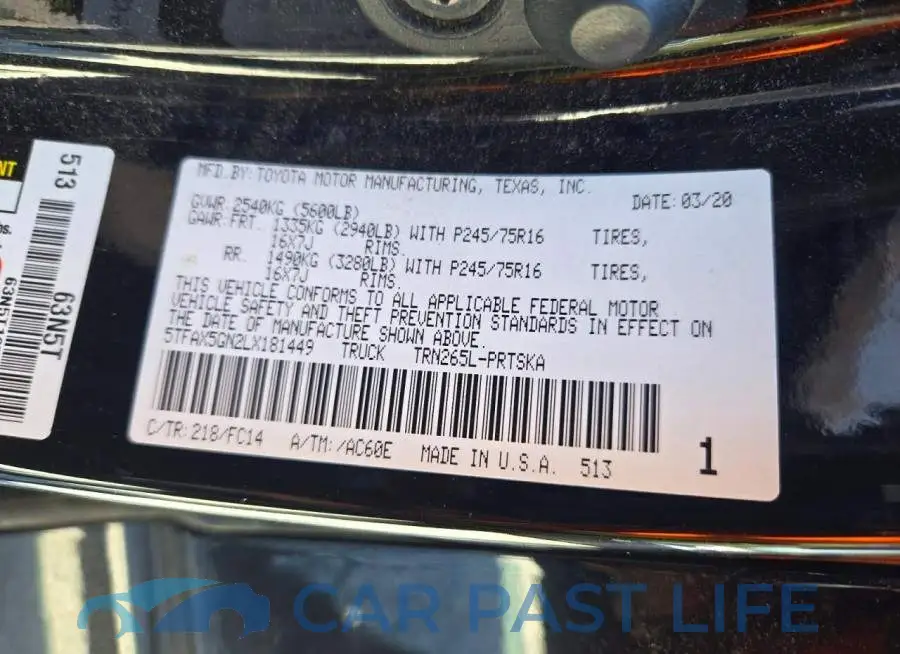 5TFAX5GN2LX181449# 12
