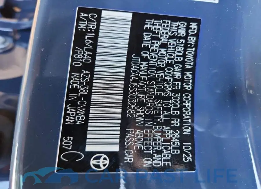 JTDACAAJ5S3032582# 12