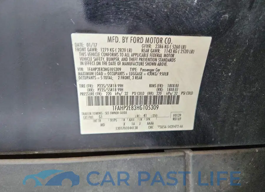 1FAHP2E83HG105309# 12