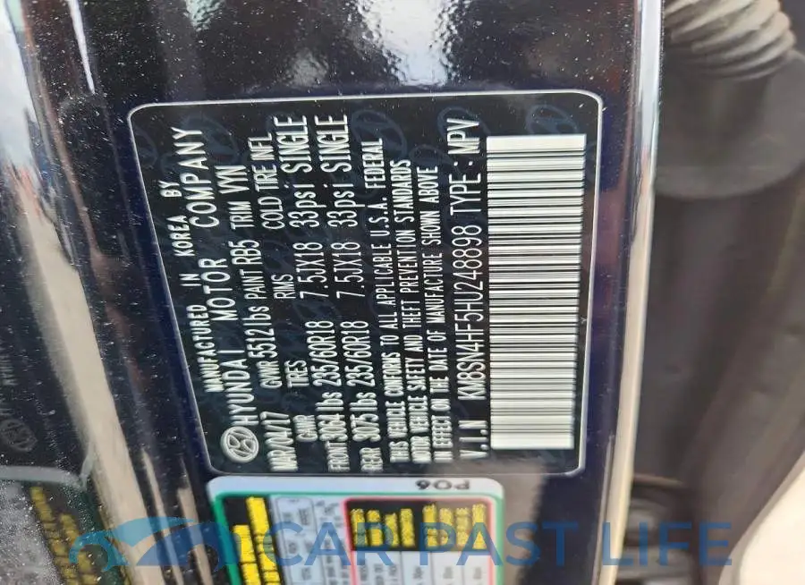 KM8SN4HF5HU248898# 12