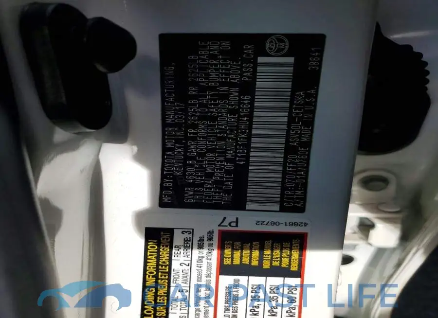 4T1BF1FK3HU416646# 12