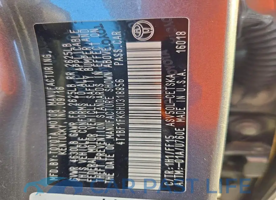 4T1BF1FK6HU318856# 13