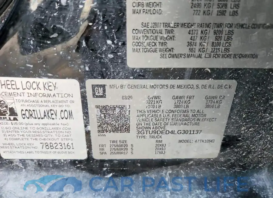 3GTU9DED4LG301137# 12